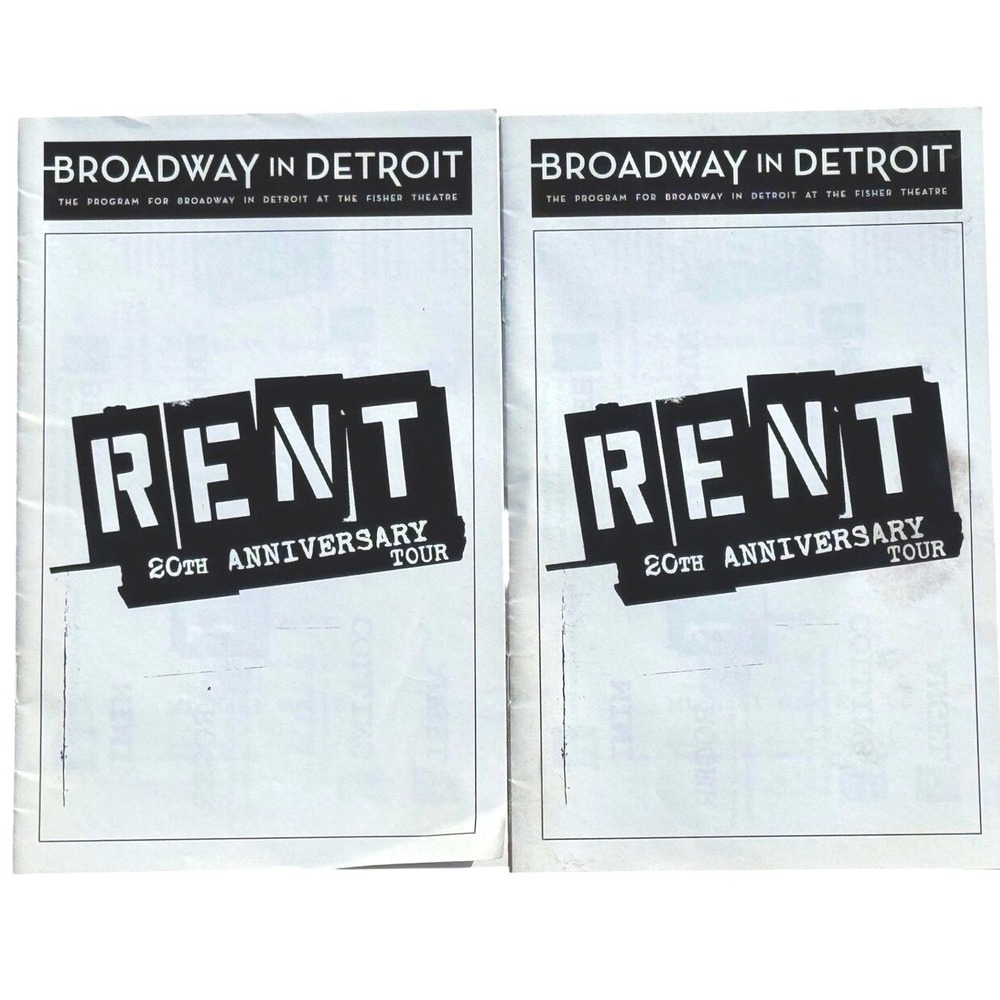 Broadway RENT 20th Anniversary Tour Program Fisher Theatre Detroit Set of 2